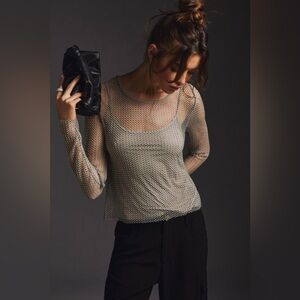 Anthropologie Sunday in Brooklyn Mesh Sparkle Top